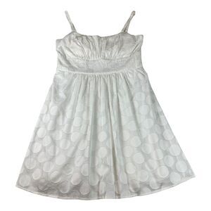 B Smart Dress Womens 12 White Polka Dot Lined Spaghetti Strap Coastal Boho Fairy